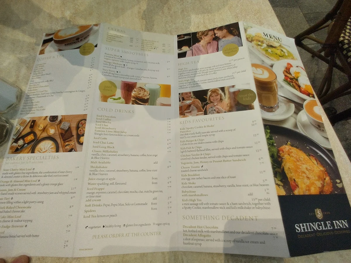 Menu, Shingle Inn Knox