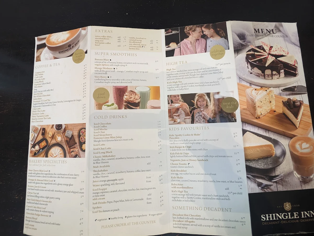 Menu, Shingle Inn Knox