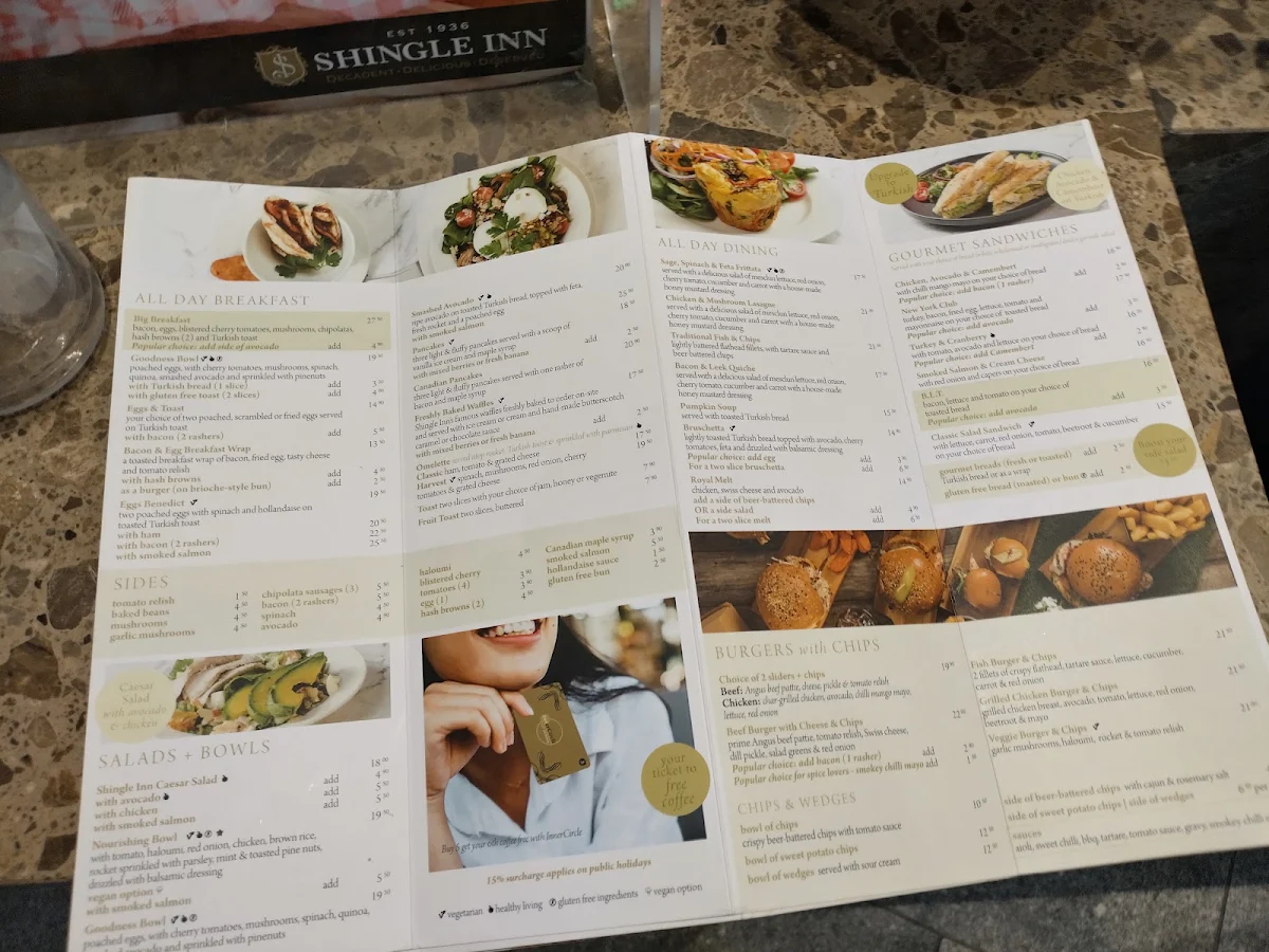 Menu, Shingle Inn Knox