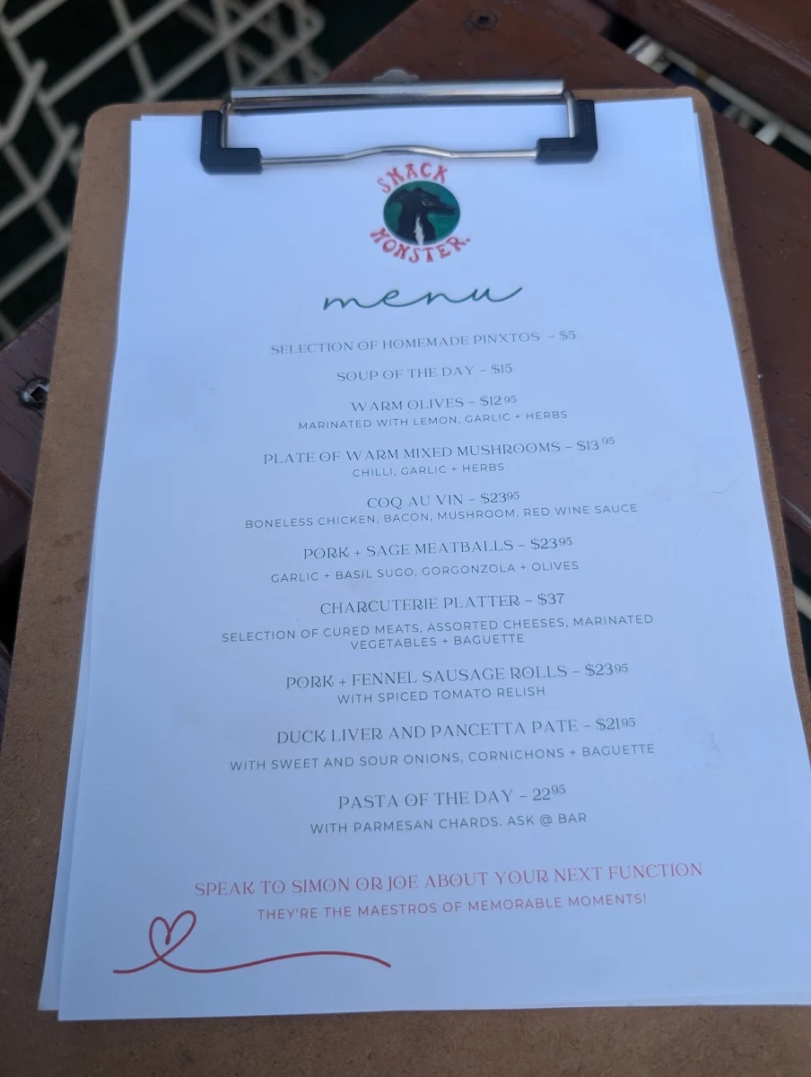 Menu, SnackMonster Carlton