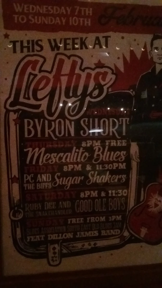 Menu, Lefty's Music Hall
