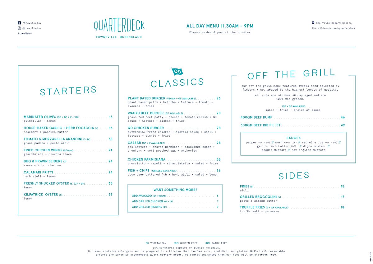 Menu, Quarterdeck