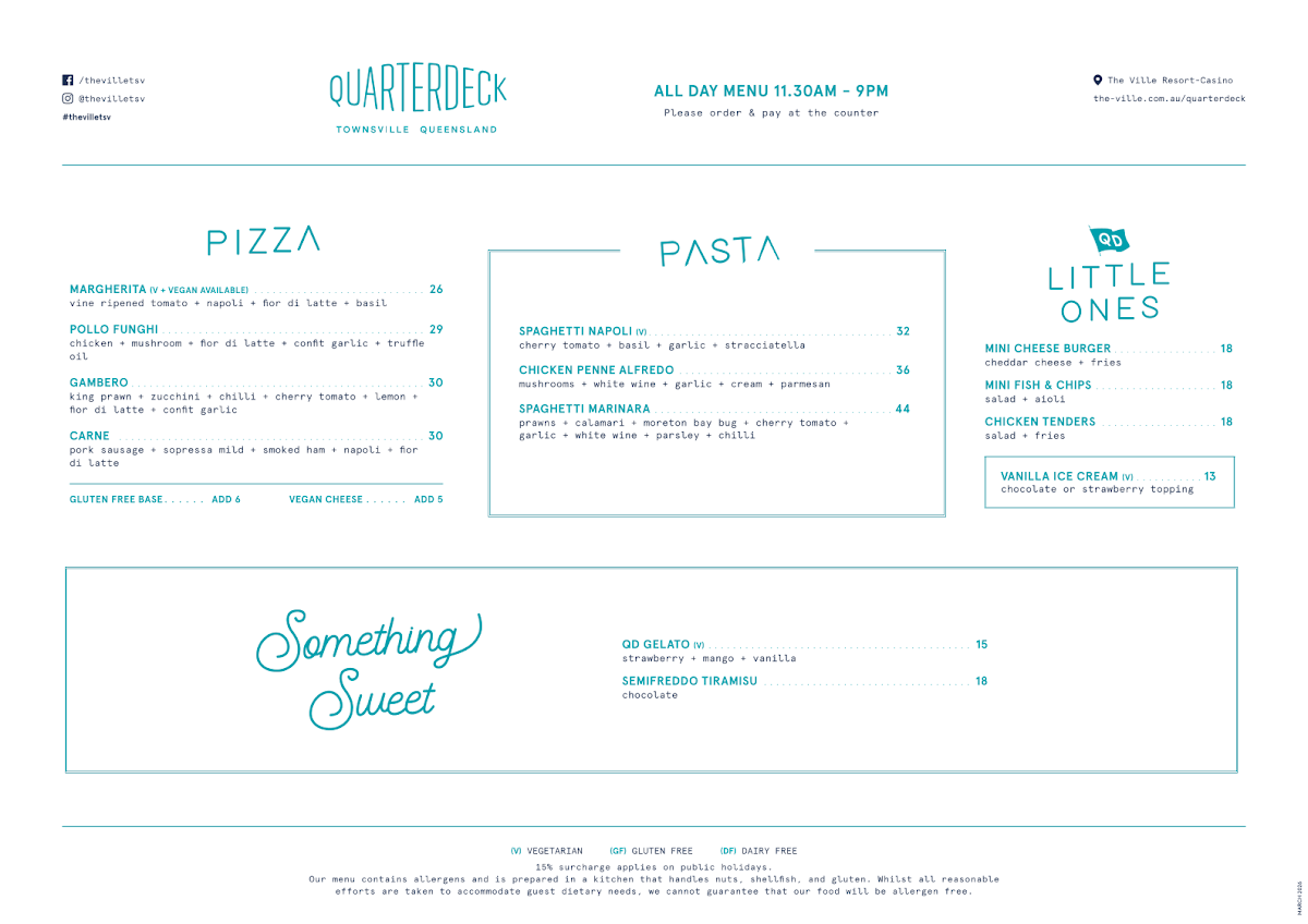 Menu, Quarterdeck