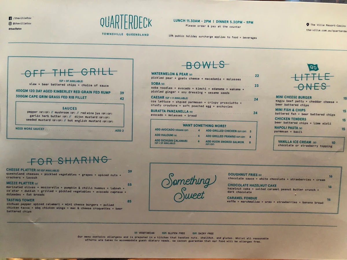 Menu, Quarterdeck