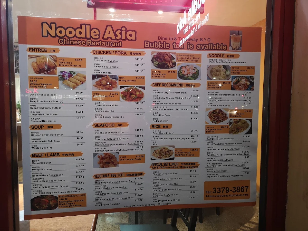 Menu, Chinese Cuisine (Noodle Asia) Restaurant and Takeaway