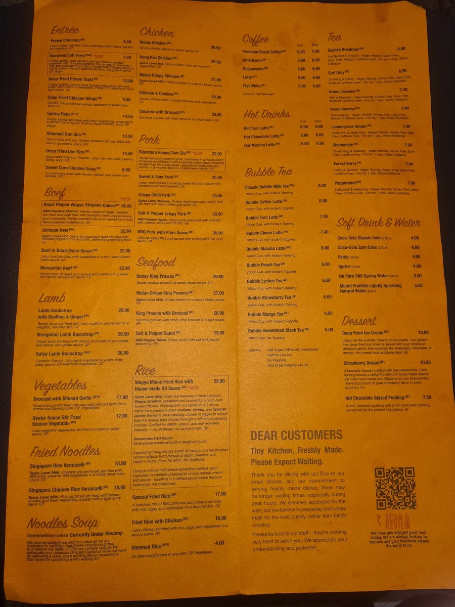 Menu, Chinese Cuisine (Noodle Asia) Restaurant and Takeaway