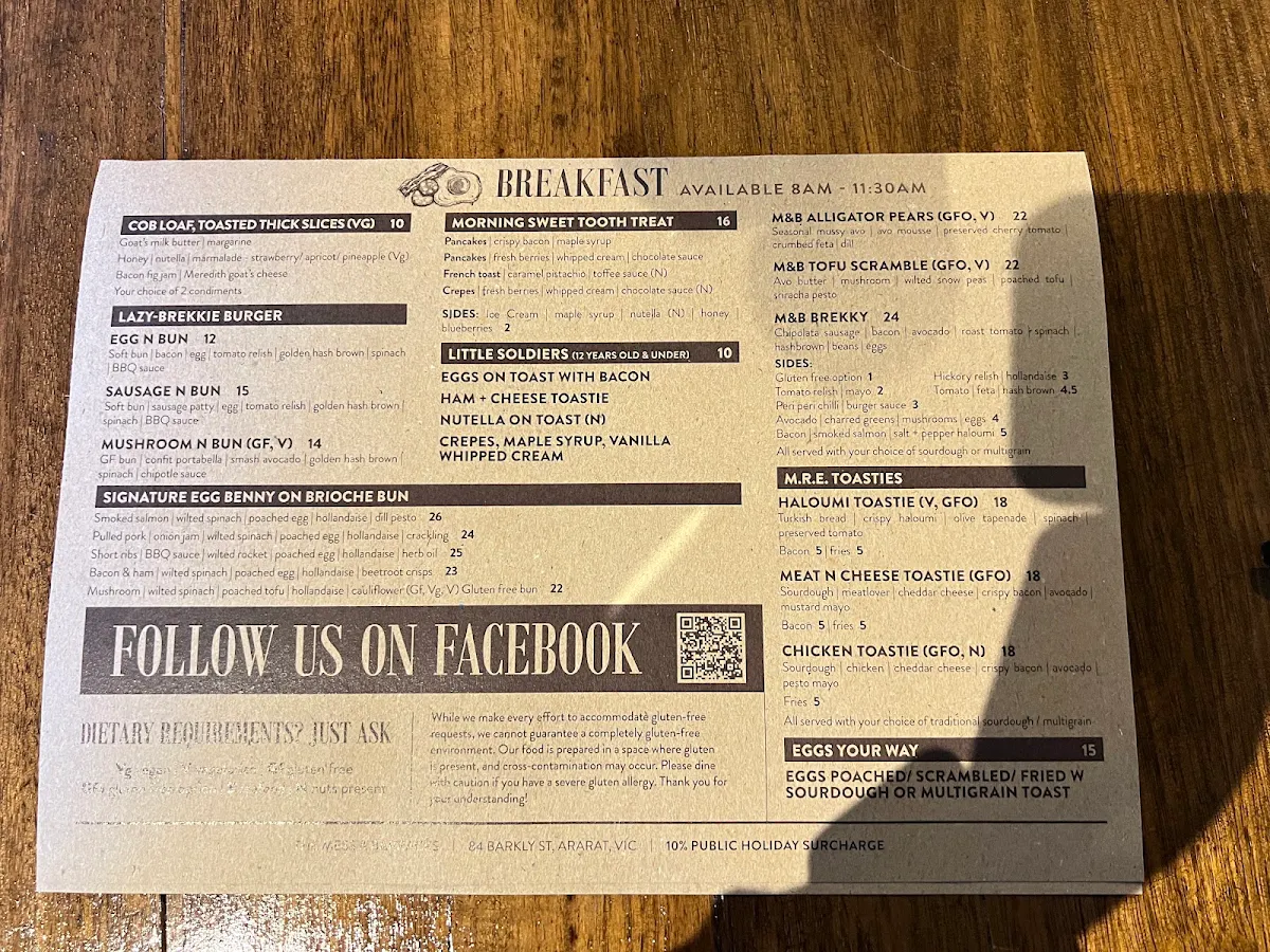 Menu, The Mess & Barracks