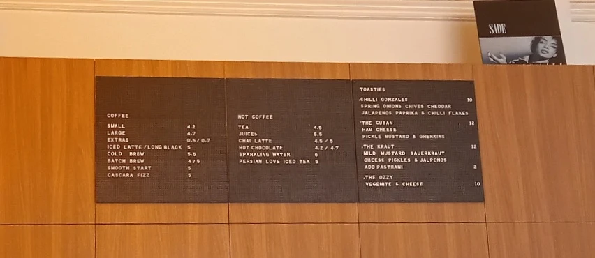 Menu, Smooth Operator Coffee
