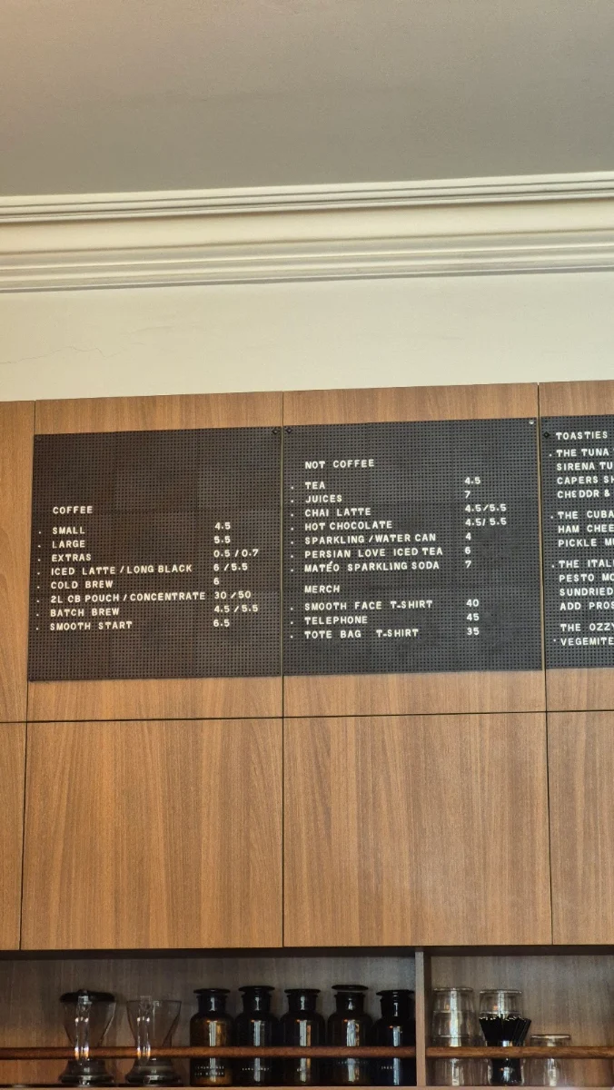 Menu, Smooth Operator Coffee