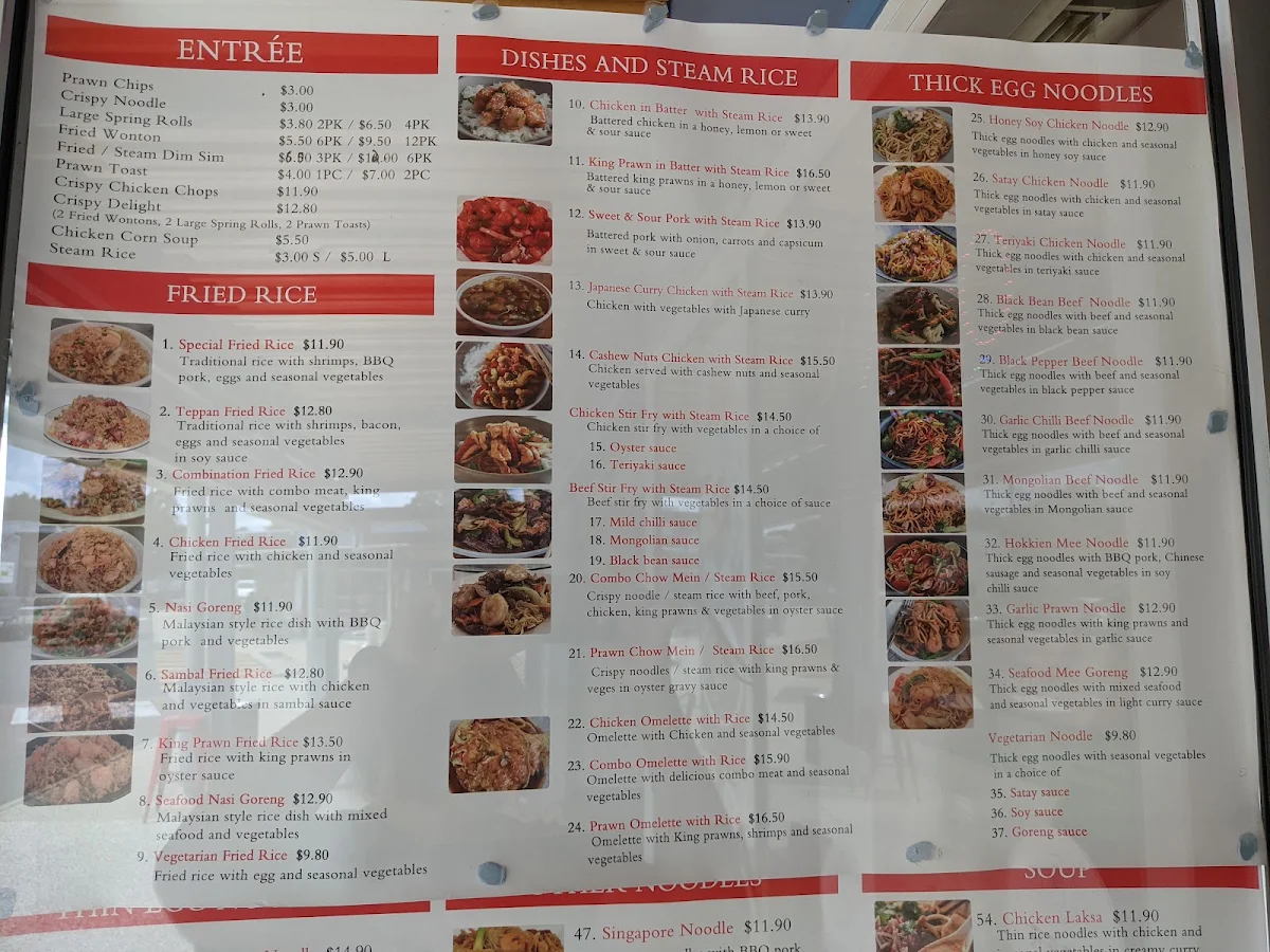 Menu, rice and noodle hut