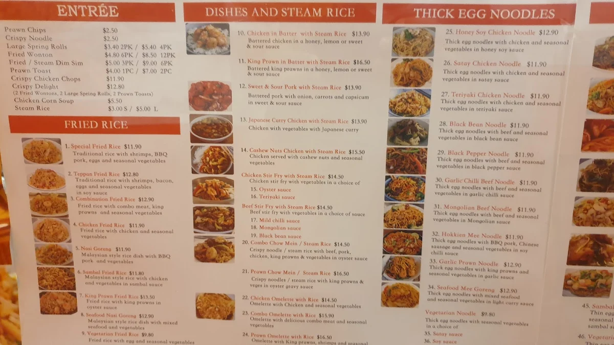 Menu, rice and noodle hut
