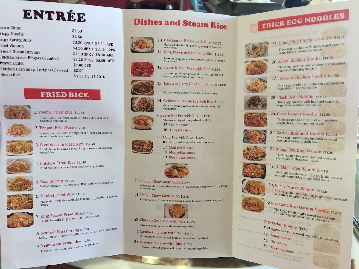 Menu, rice and noodle hut