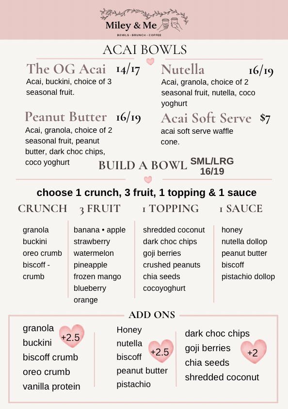 Menu, Miley and Me Co