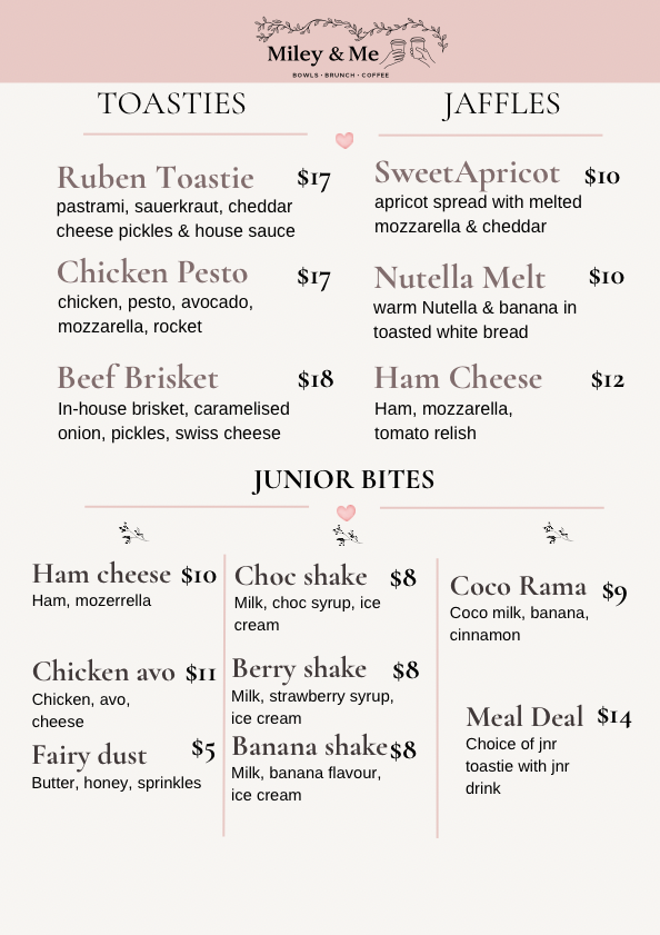 Menu, Miley and Me Co