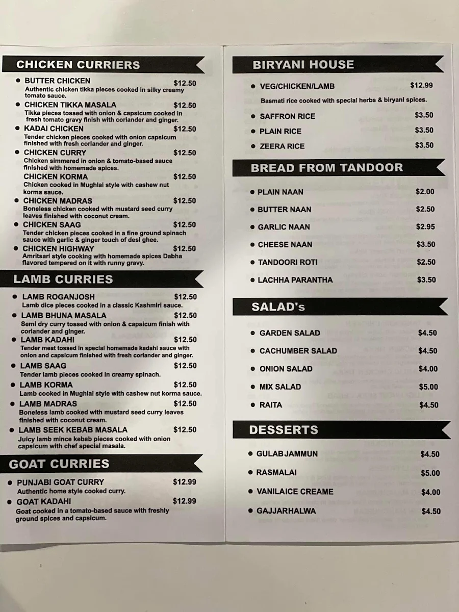 Menu, Desi Sweets & Curry Cafe (Indian Restaurant & Catering)