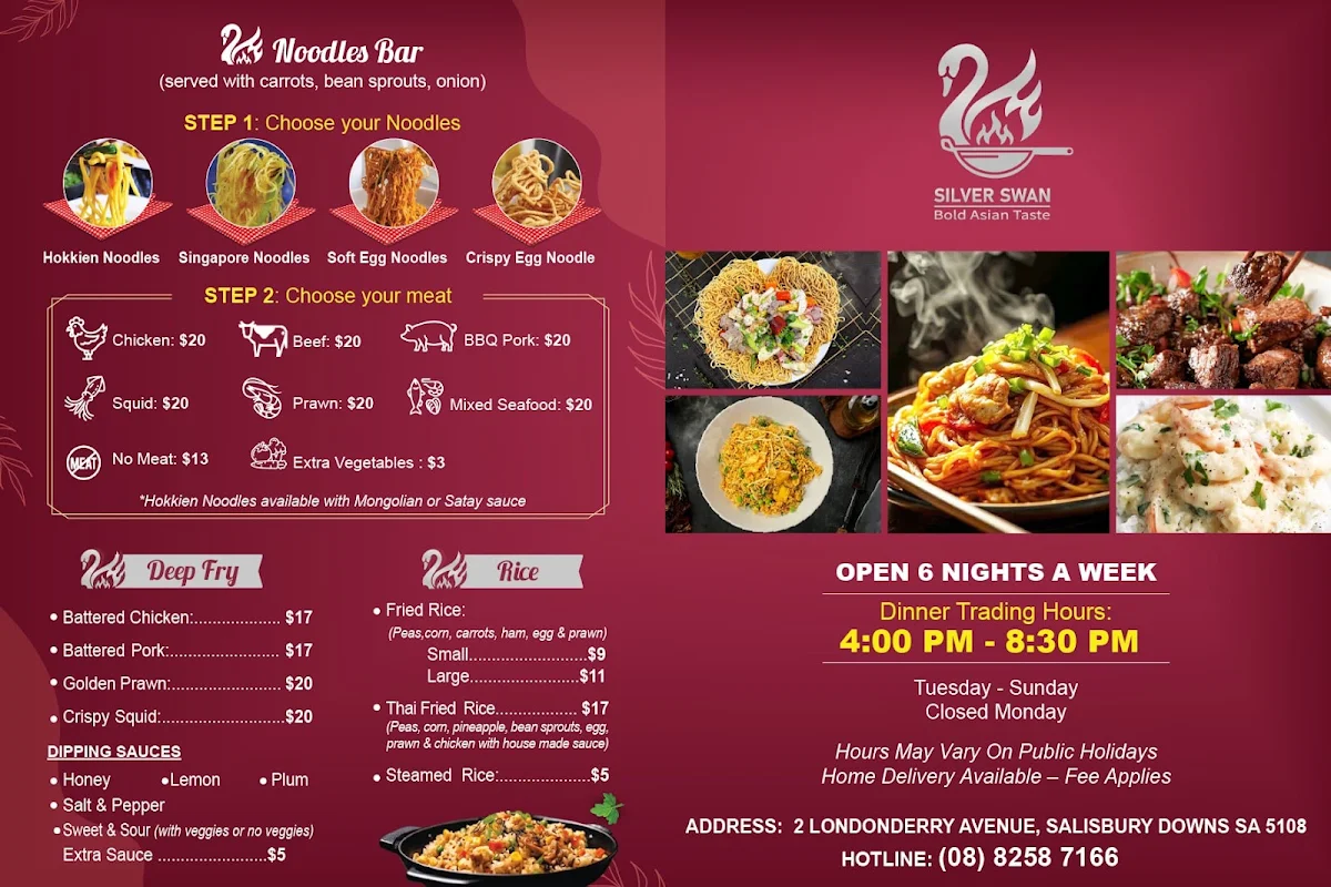 Menu, Silver Swan