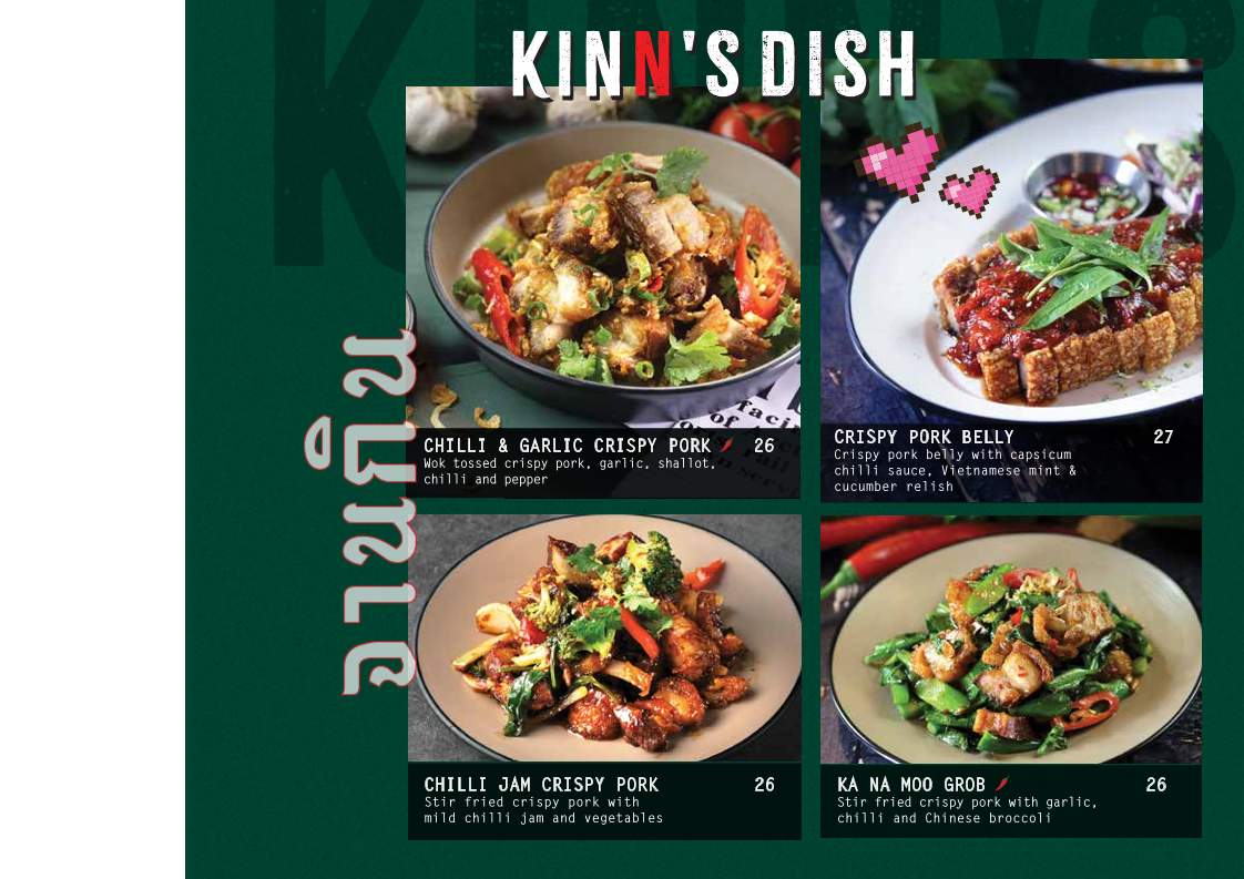 Menu, Kinn Thai Epping