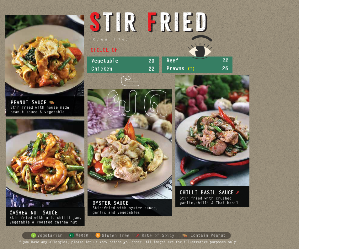 Menu, Kinn Thai Epping