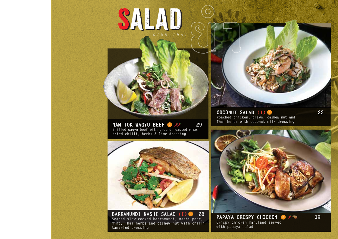 Menu, Kinn Thai Epping
