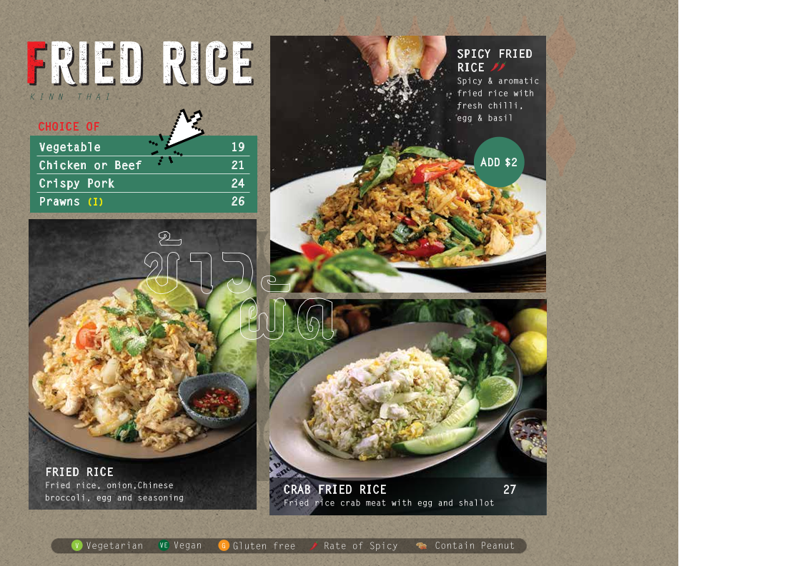 Menu, Kinn Thai Epping