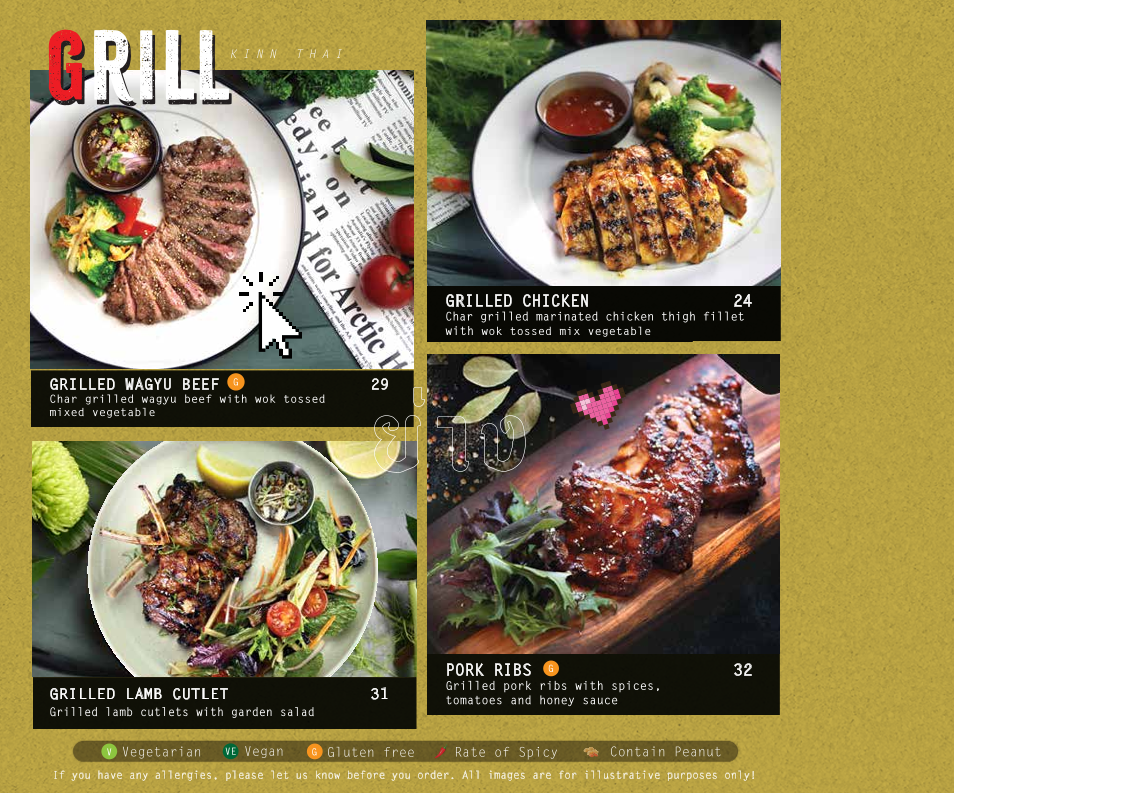 Menu, Kinn Thai Epping