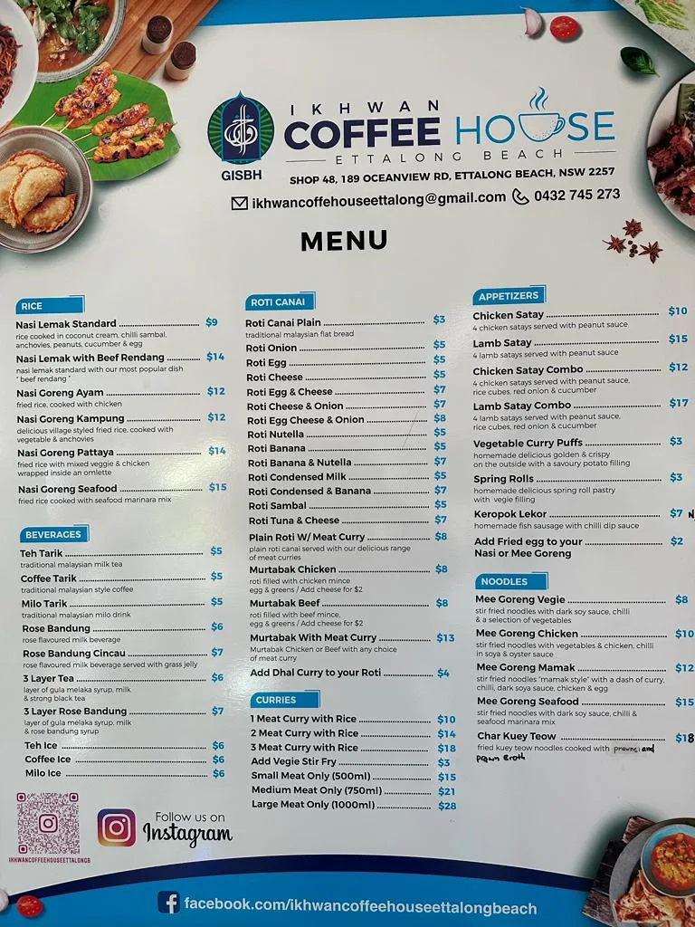 Menu, Warung Malaysia