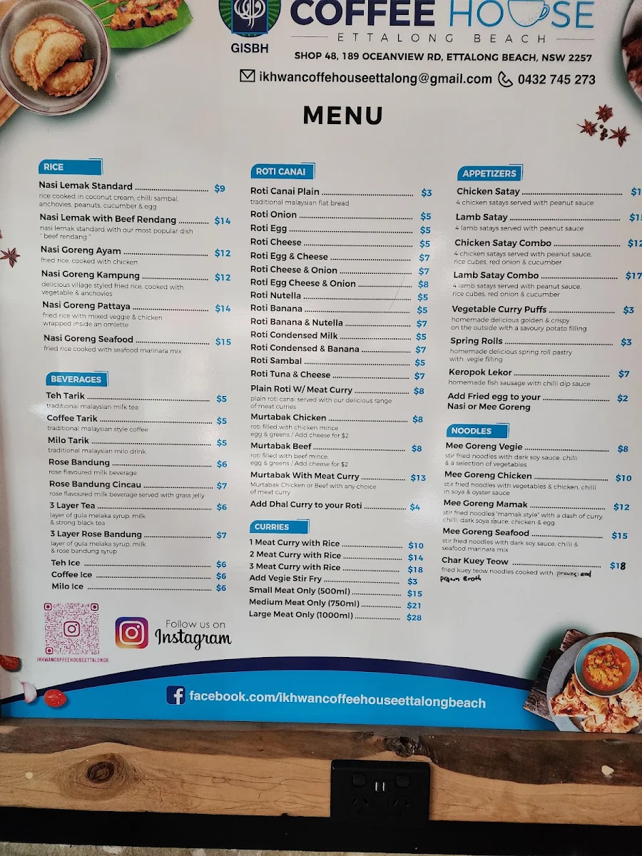 Menu, Warung Malaysia
