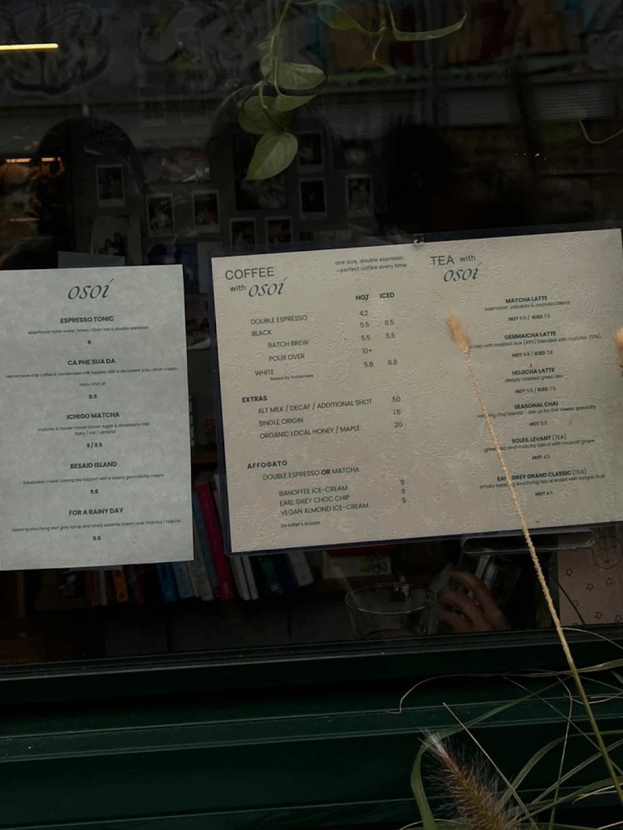 Menu, Osoi