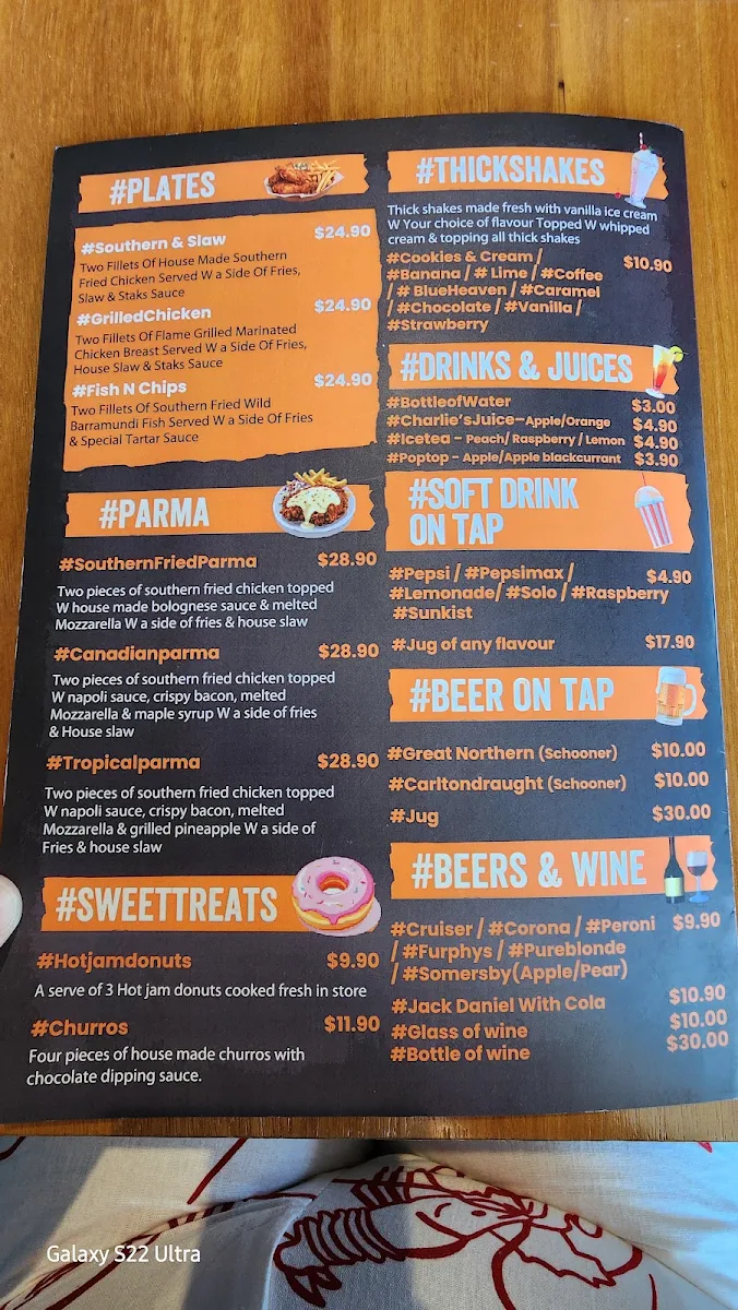 Menu, Fat Staks (Bundoora)