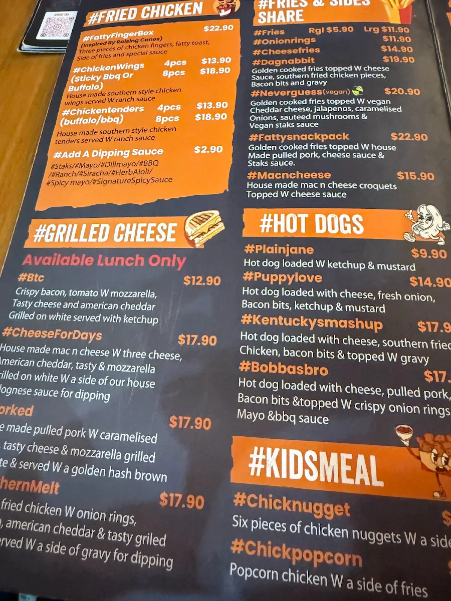 Menu, Fat Staks (Bundoora)
