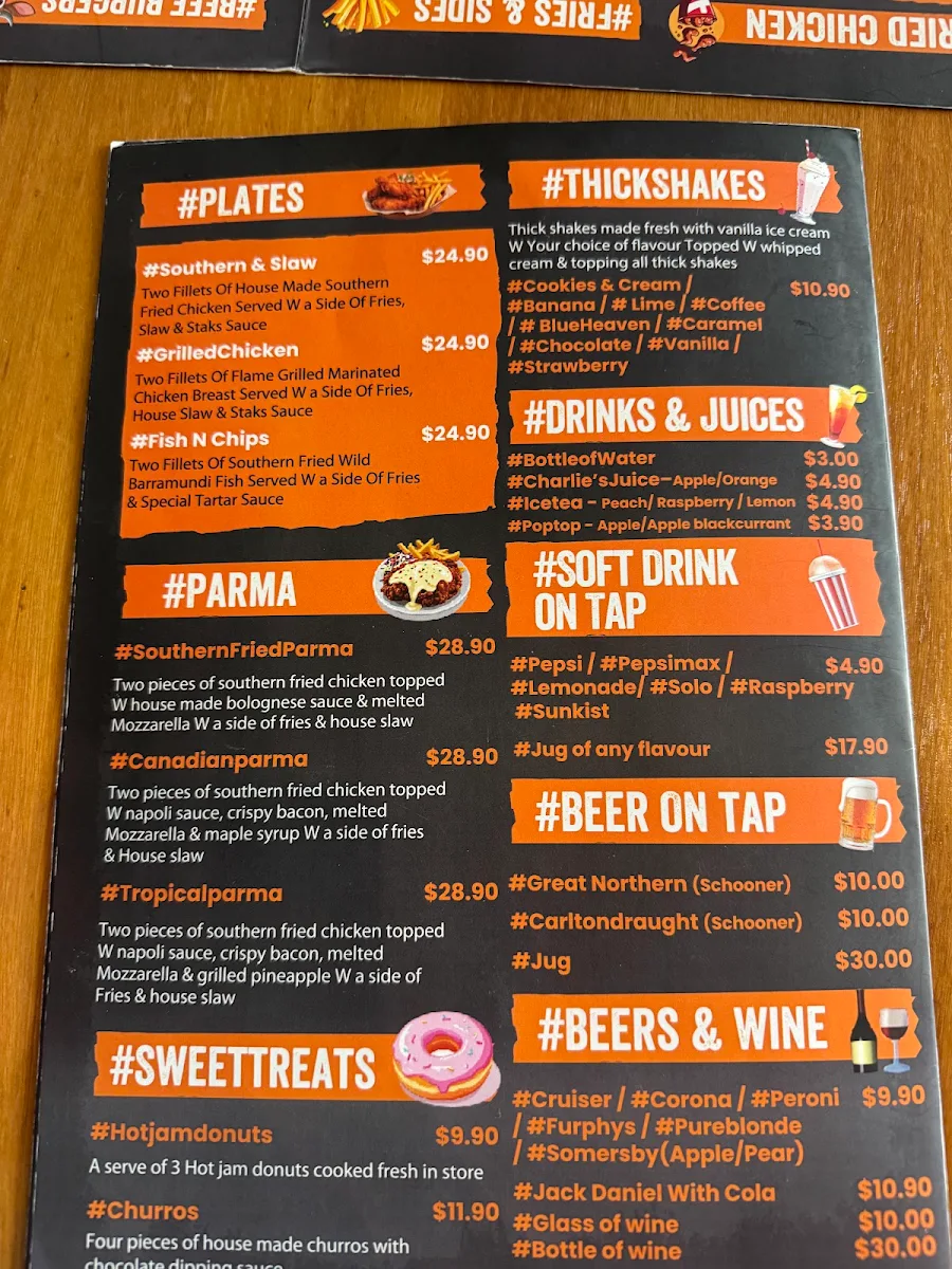Menu, Fat Staks (Bundoora)