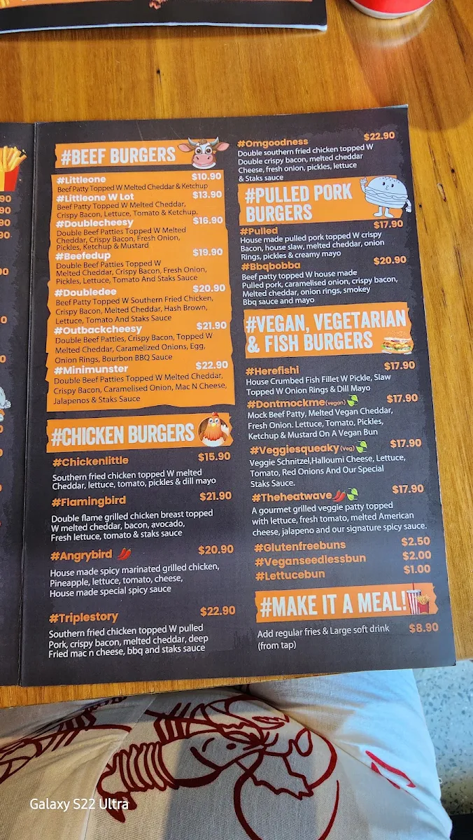 Menu, Fat Staks (Bundoora)