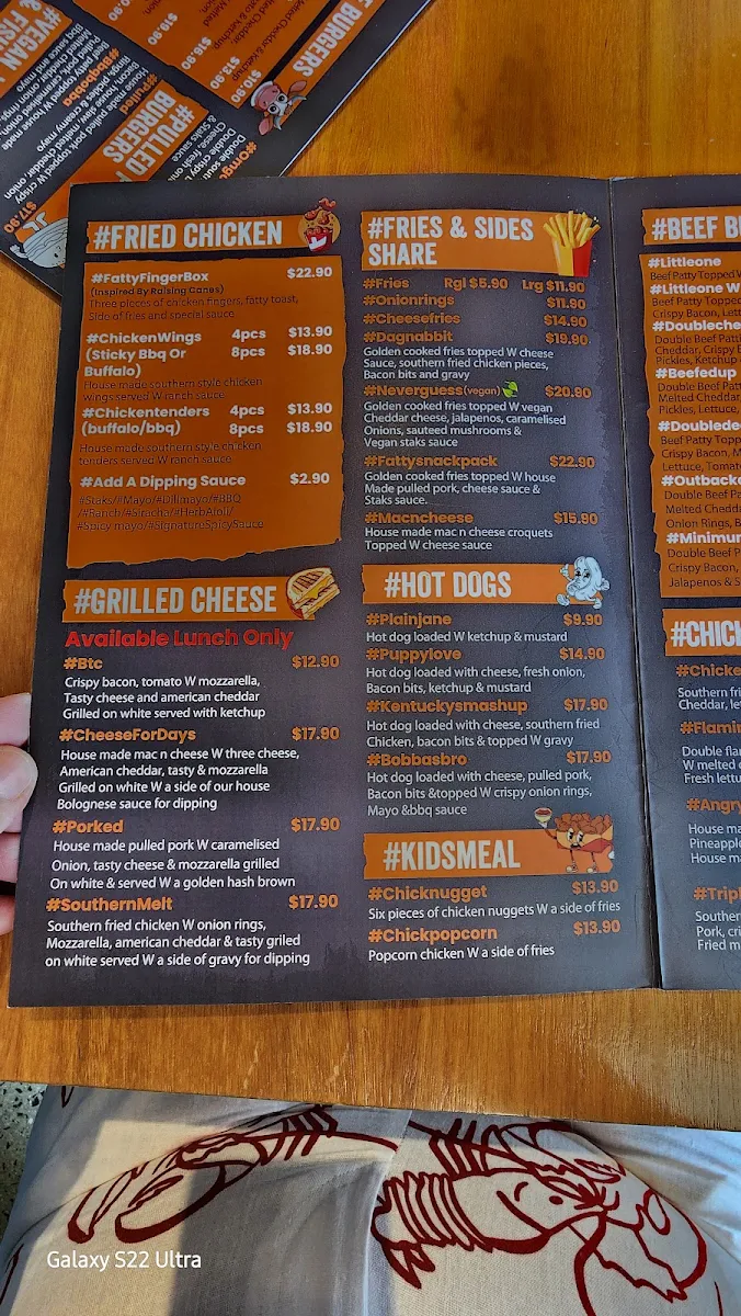 Menu, Fat Staks (Bundoora)