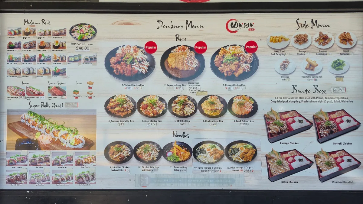 Menu, Ushi Sushi