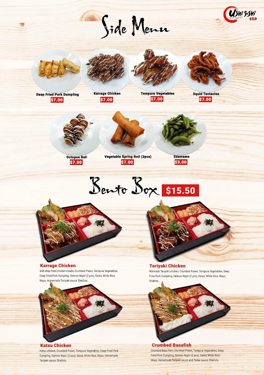 Menu, Ushi Sushi