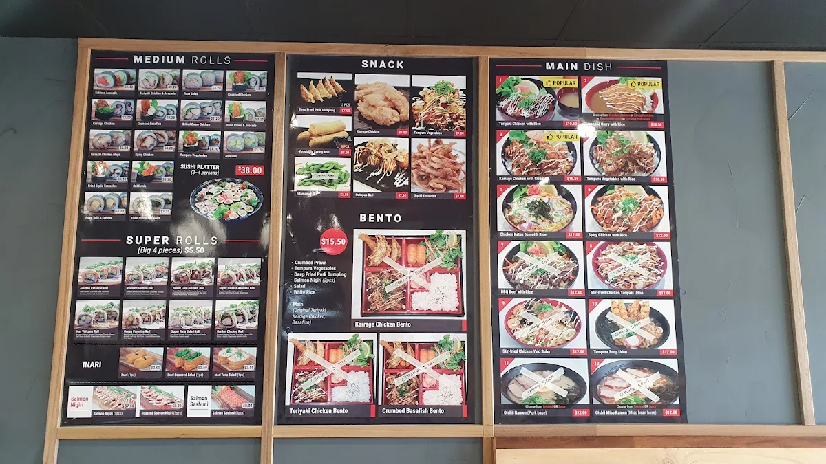 Menu, Ushi Sushi