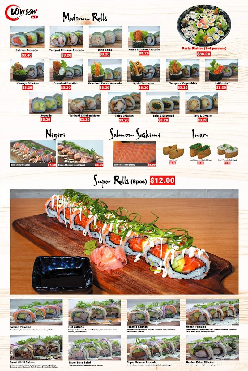 Menu, Ushi Sushi