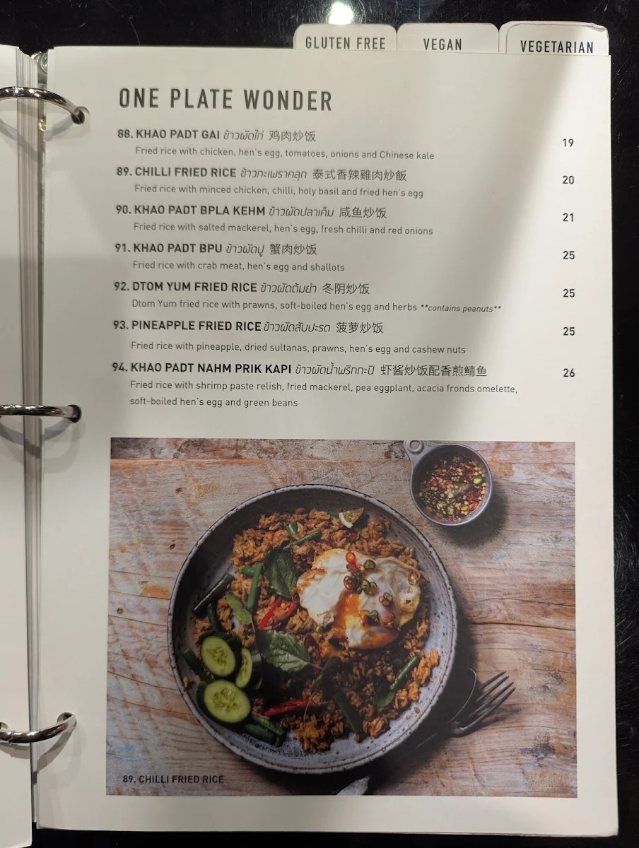 Menu, Chat Thai - Sydney