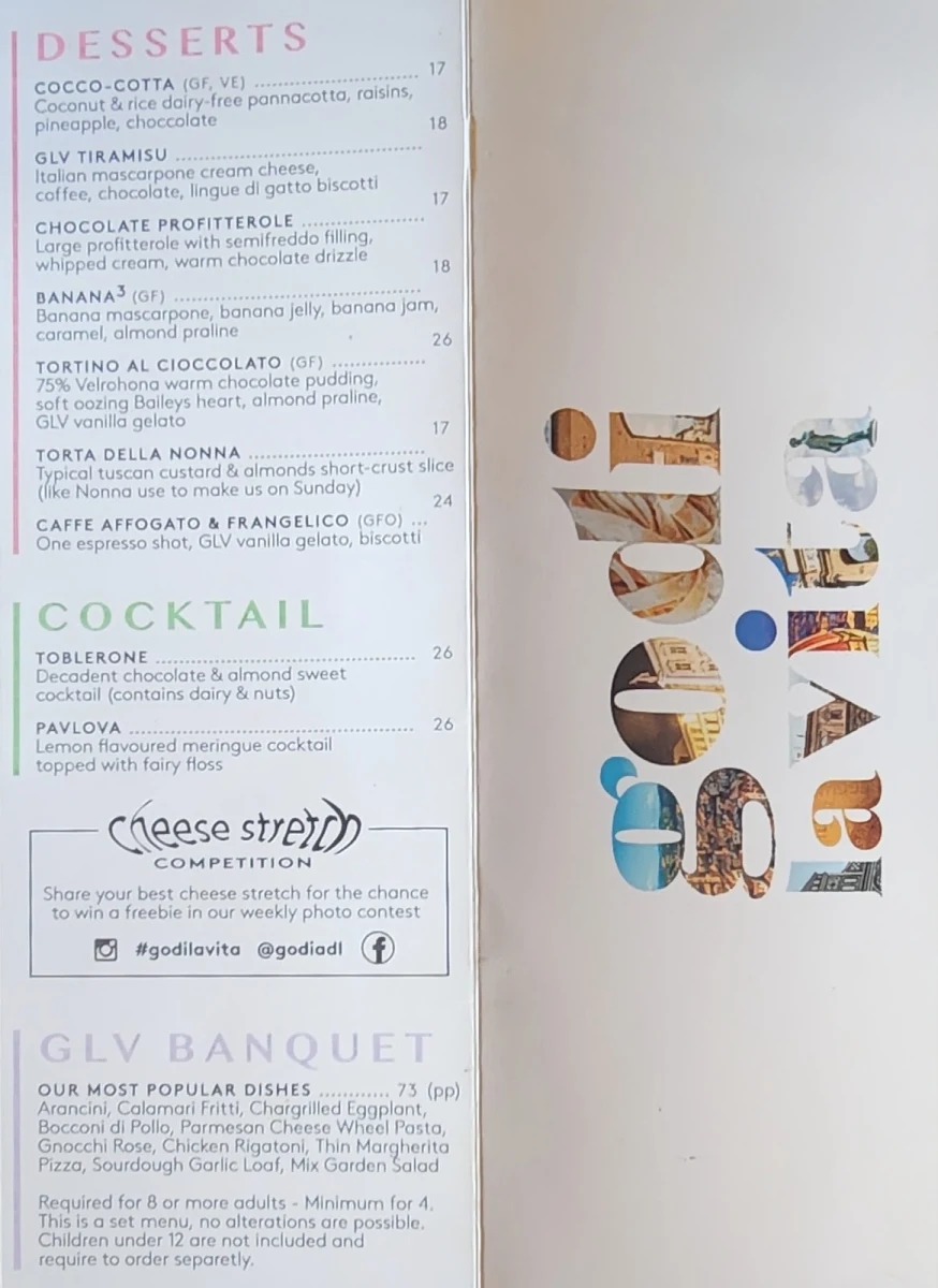 Menu, Godi La Vita