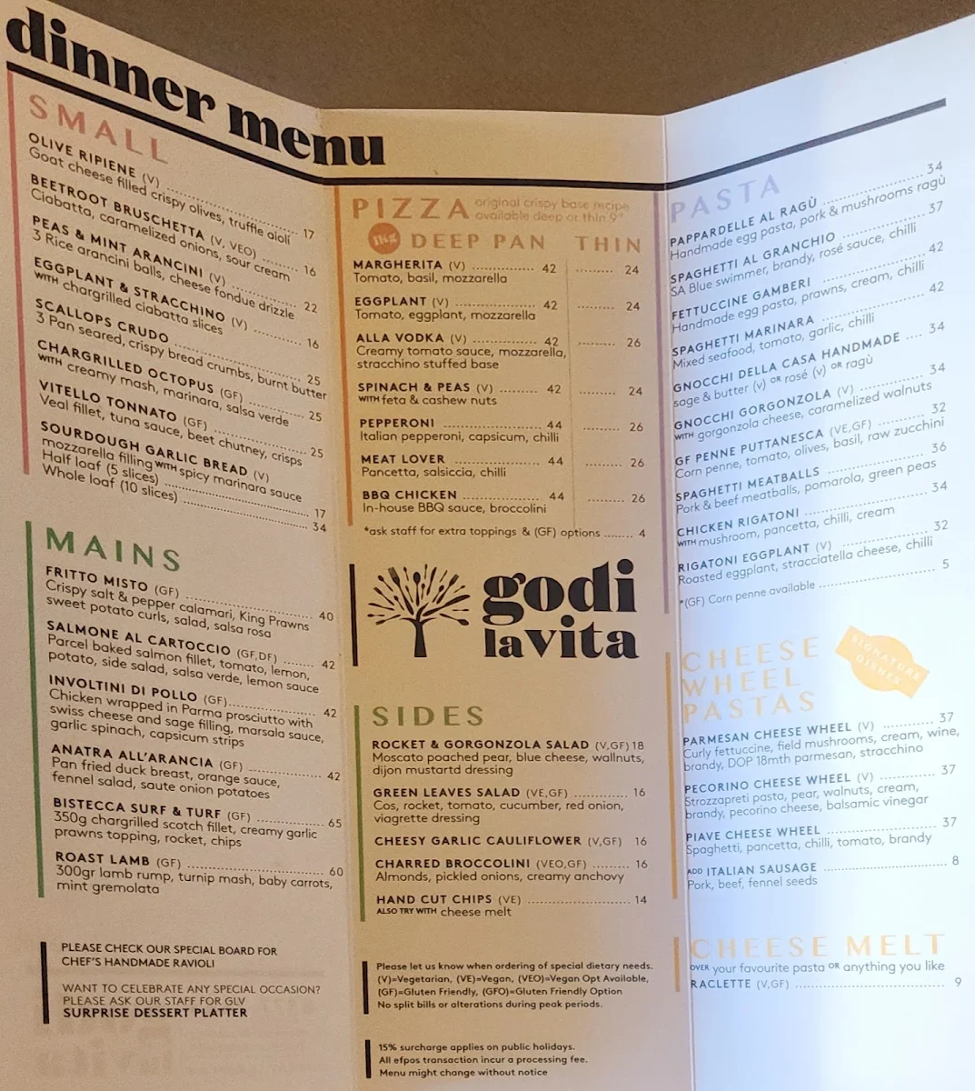 Menu, Godi La Vita