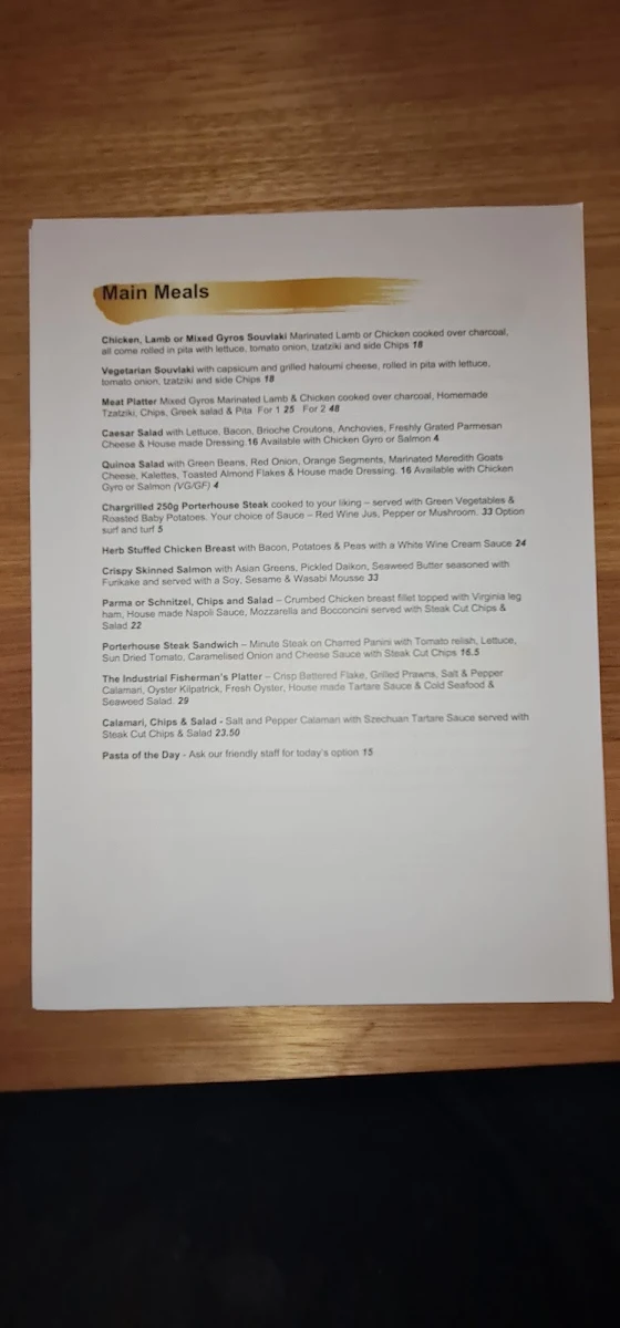 Menu, The Industrial Kitchen