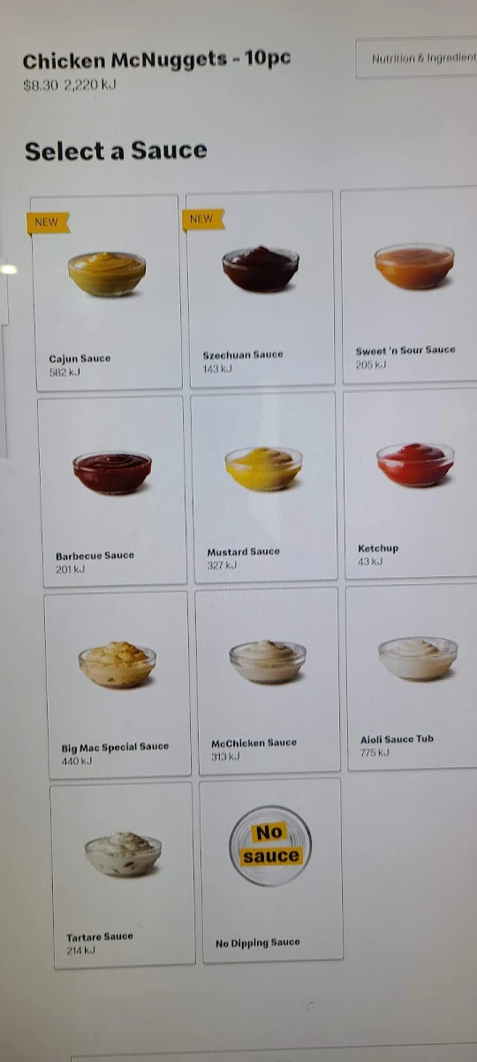 Menu, McDonald's Labrador