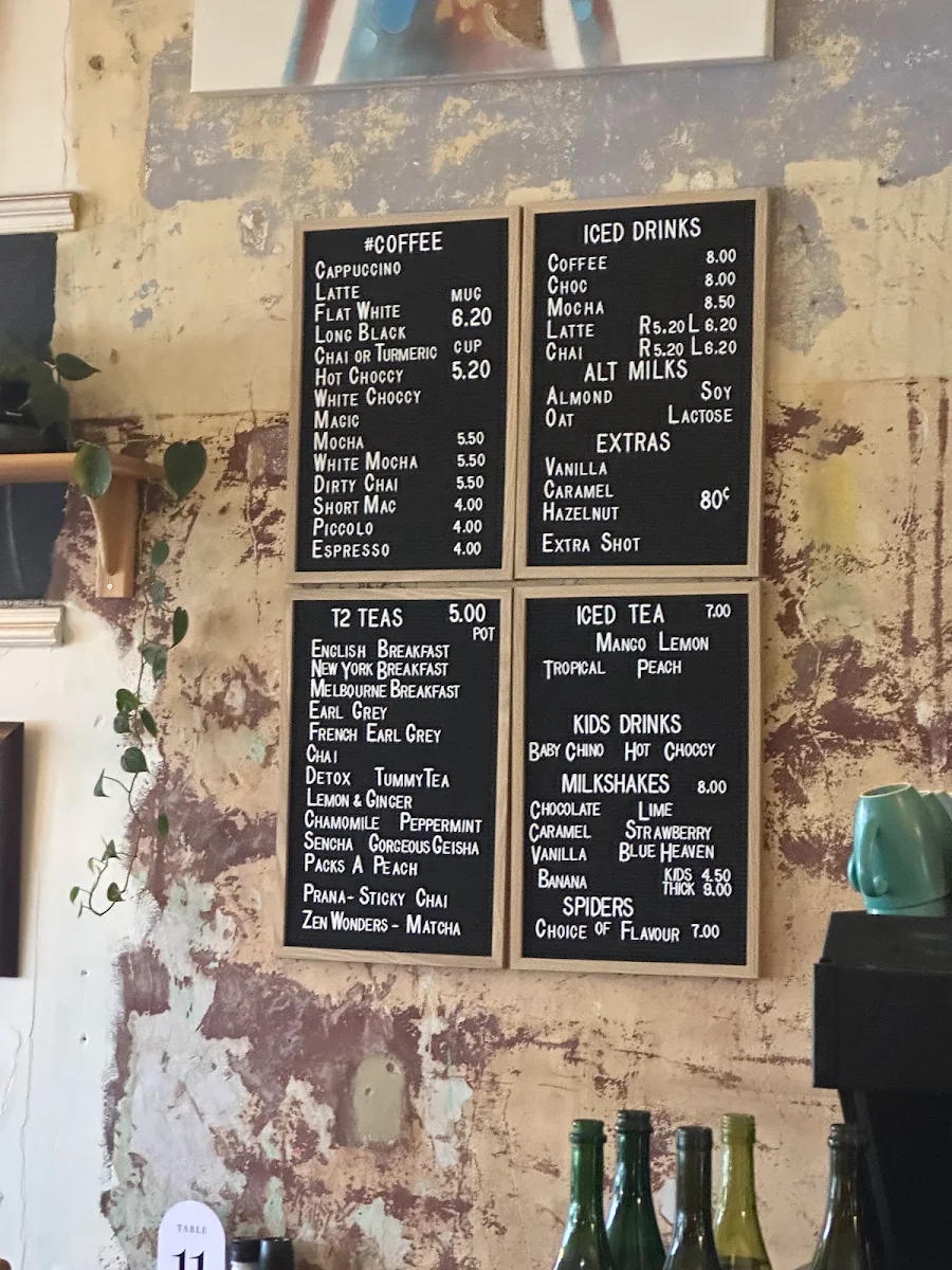 Menu, Bohemia Cafe & Bar