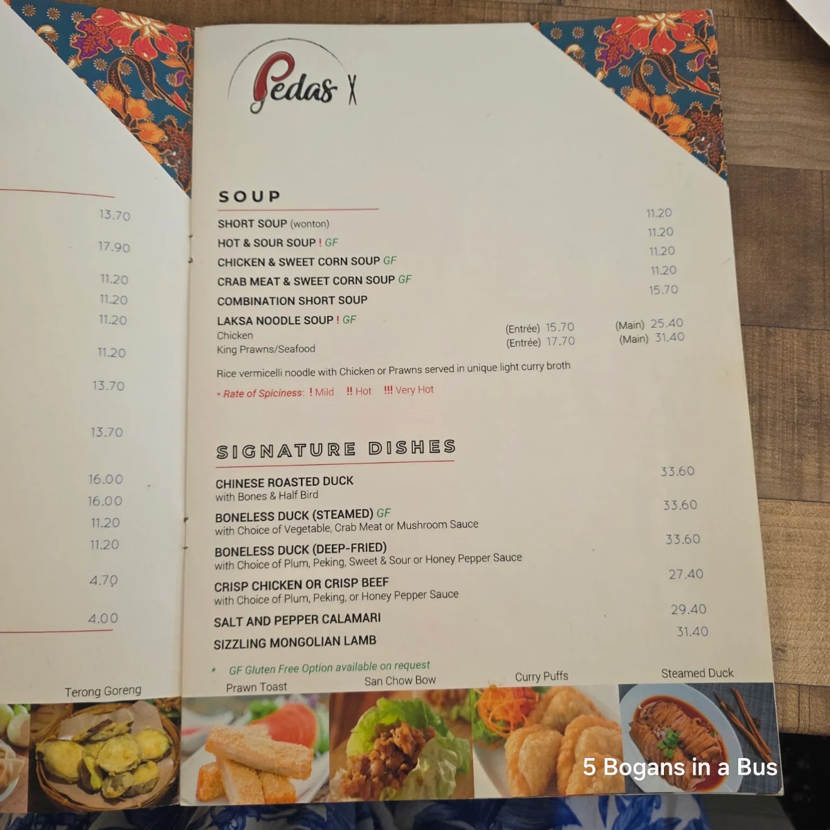 Menu, Pedas Malaysia and Chinese Restaurant
