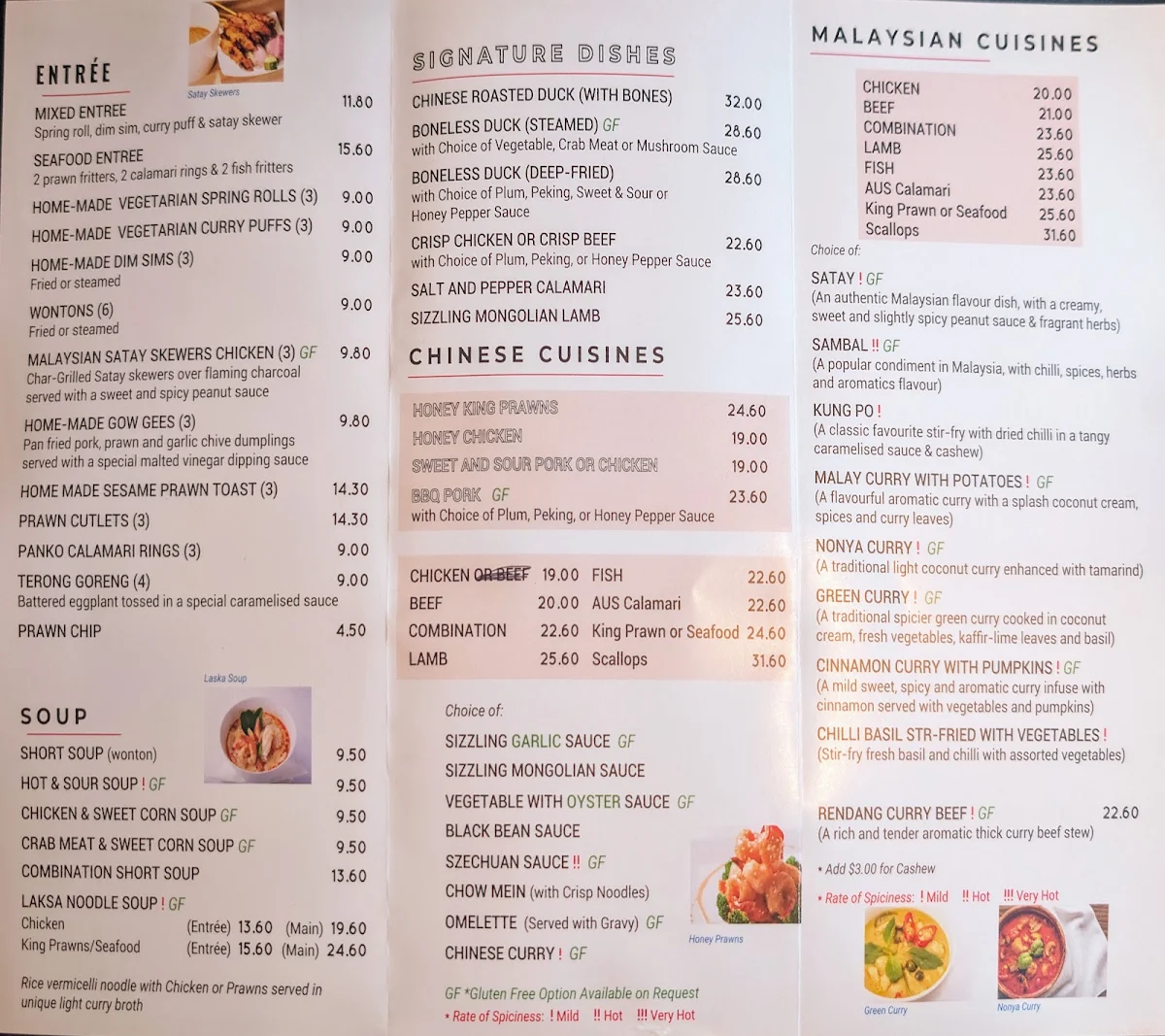 Menu, Pedas Malaysia and Chinese Restaurant