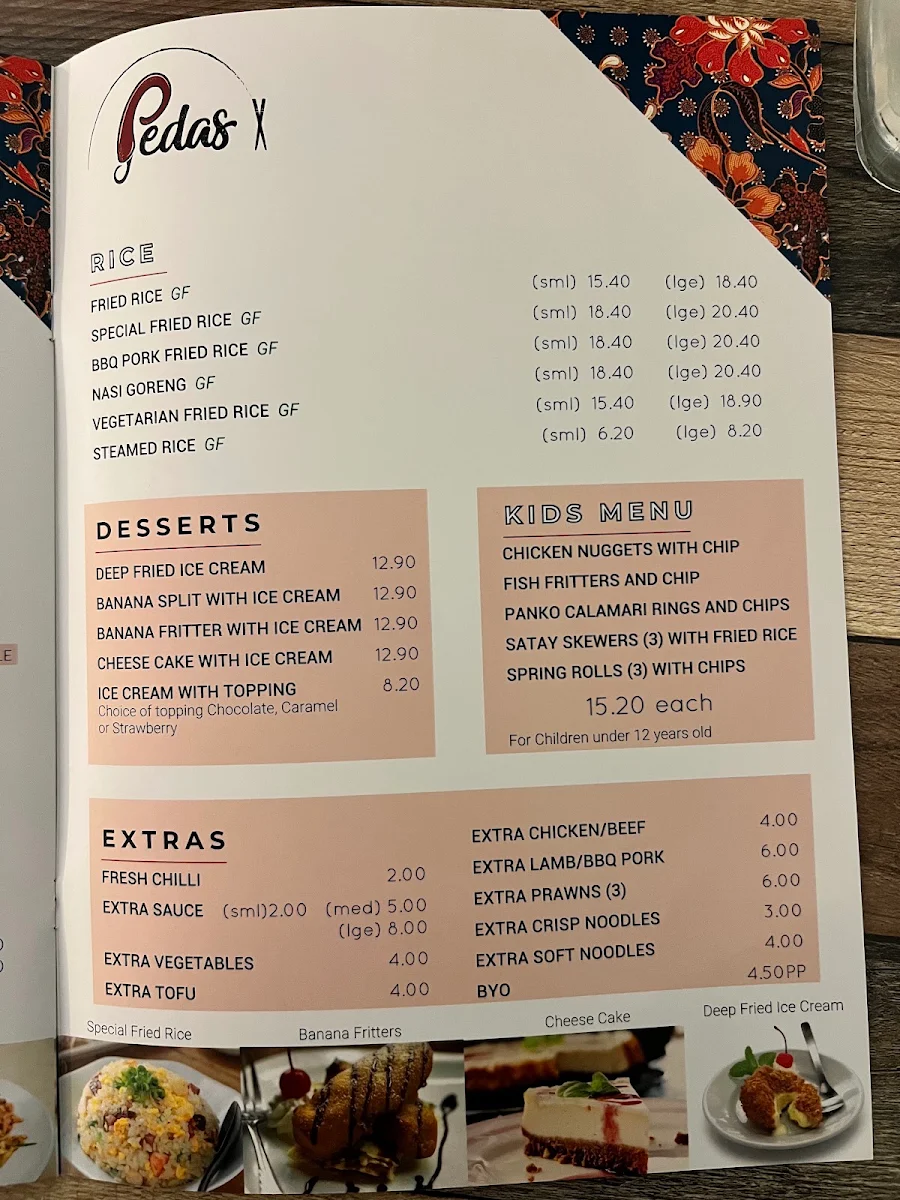 Menu, Pedas Malaysia and Chinese Restaurant