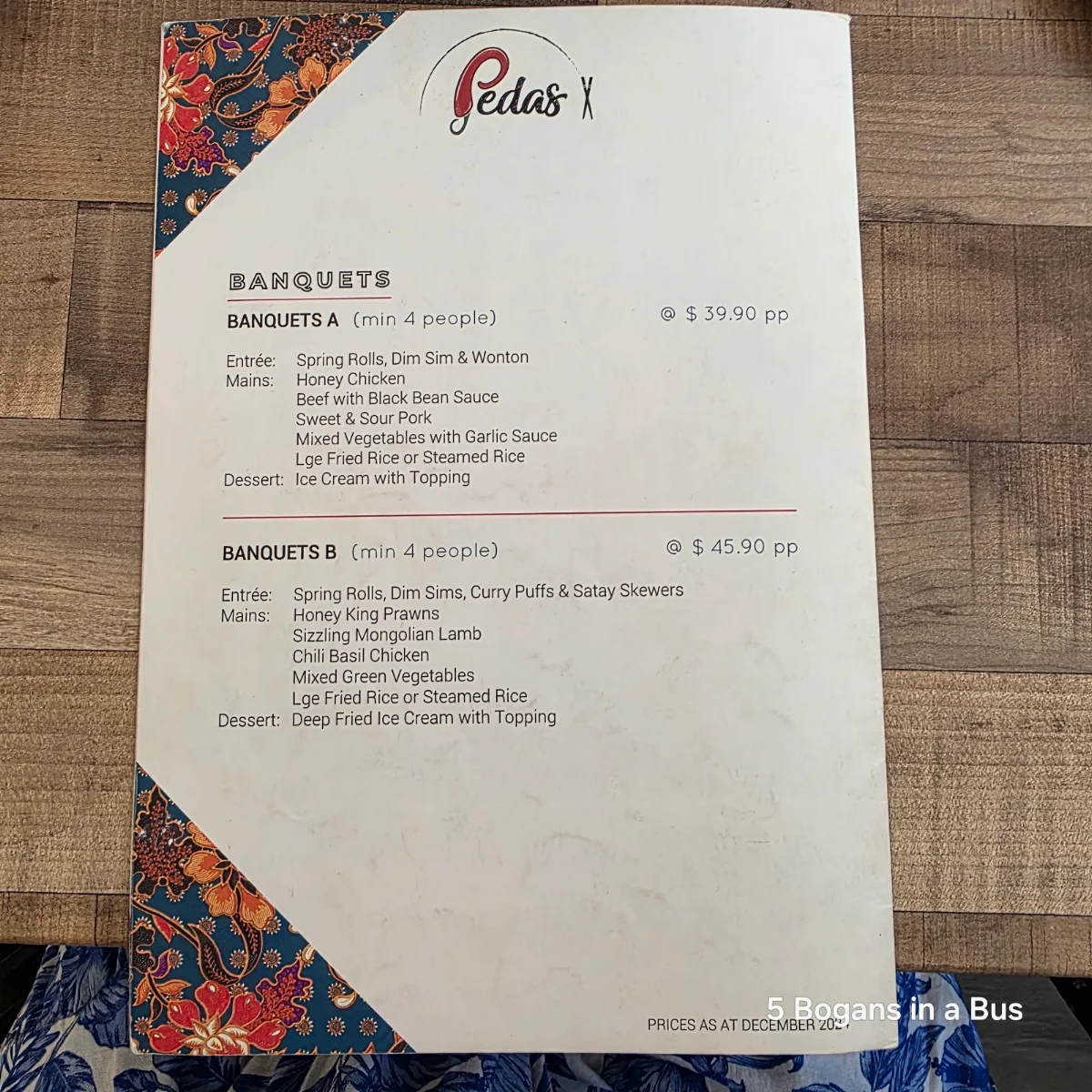 Menu, Pedas Malaysia and Chinese Restaurant