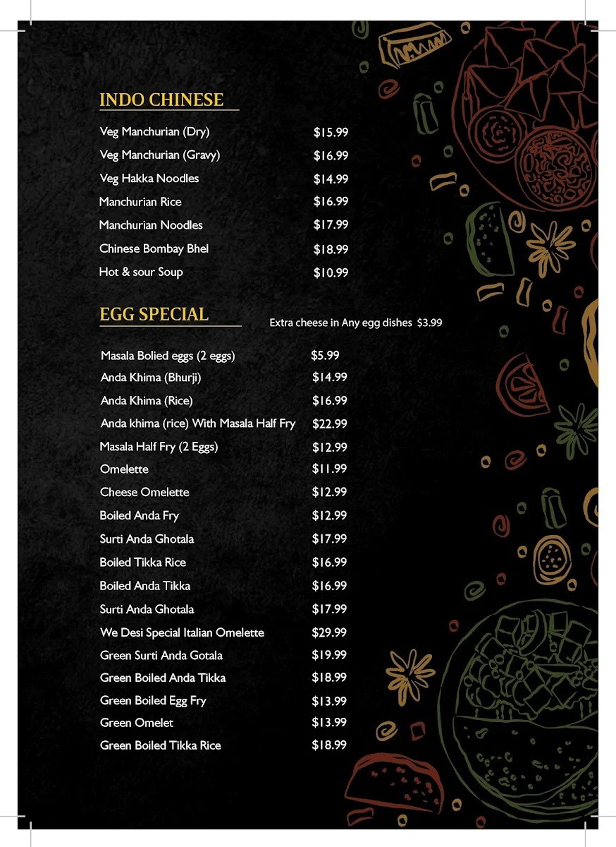 Menu, WE DESI