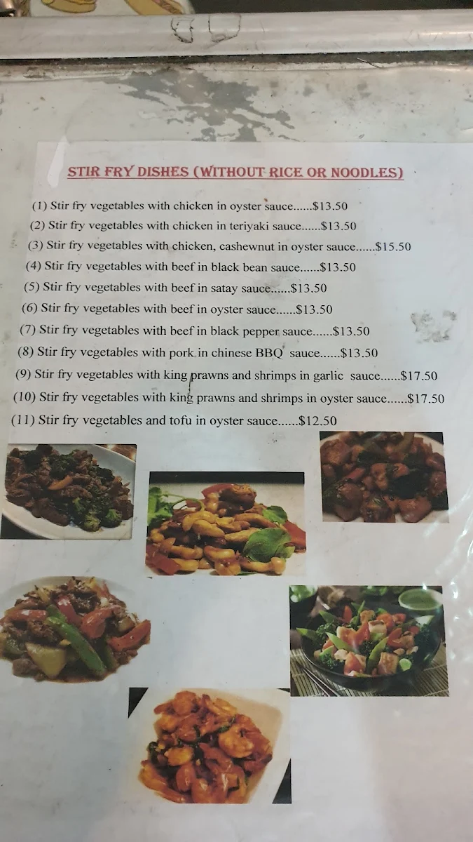 Menu, Noodle City Booval