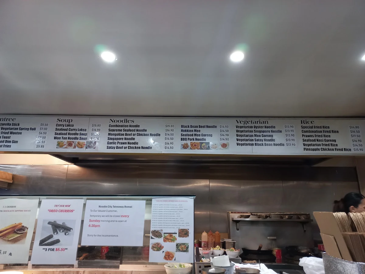 Menu, Noodle City Booval